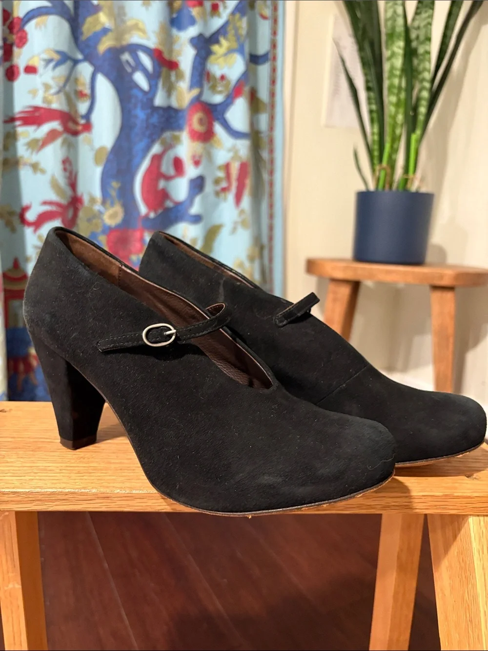COCLICO Black Suede Mary Jane Heels